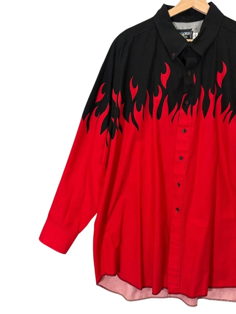 Vintage Brooks & Dunn Shirt Mens XXL Red Black Flame Western Cowboy USA 90s